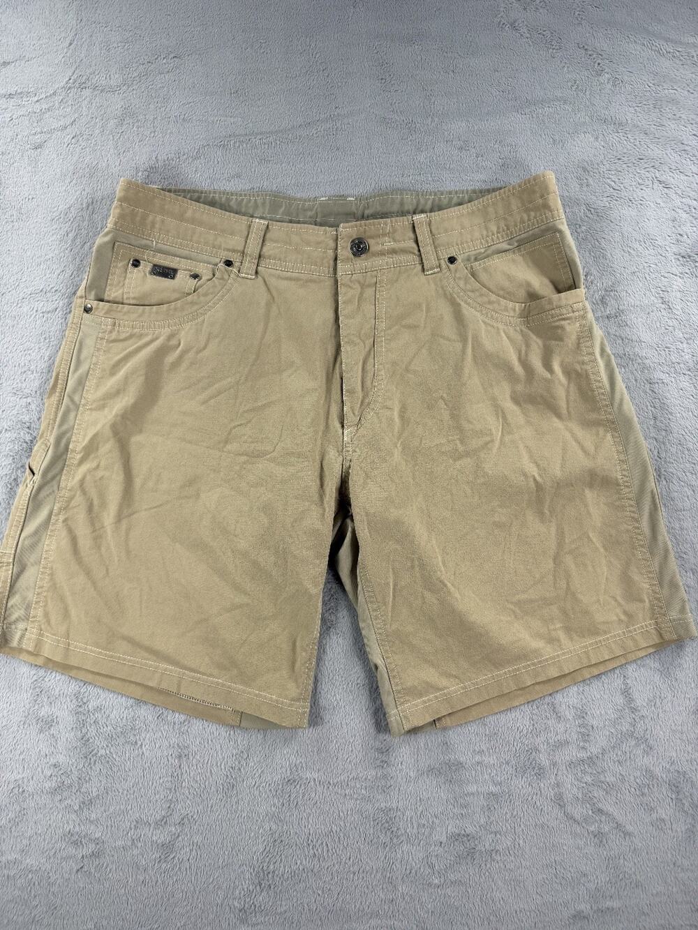 KÜHL Renegade Shorts Men's Size 36 Khaki Tan Outdoor Hiking Stretch Flat Front